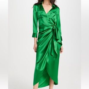 New With Tag NWT L'AGENCE Kadi Long Wrap Dress Sz 8 green